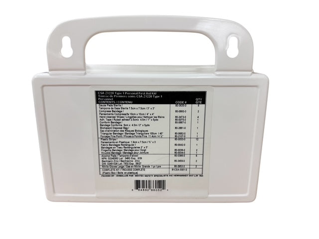 CSA Z1220-17 Type 1 Personal First Aid Kit – 10 Unit Plastic Box