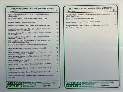 CSA Z1120-17 Type 2 First Aid Kit - Low-Risk Workplaces (26-50 Workers)